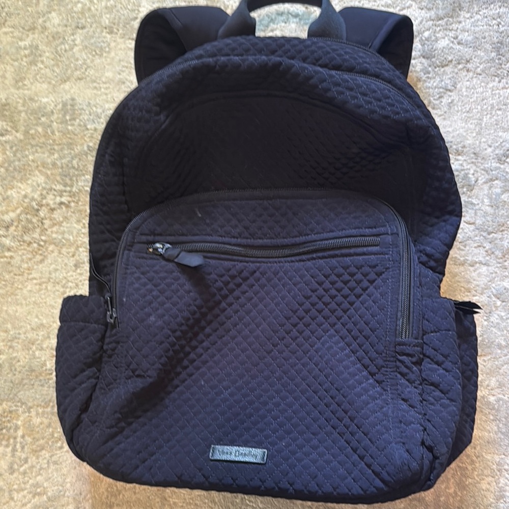 Vera Bradley Navy Quilted Backpack with Padded Straps and Lined Laptop Pocket